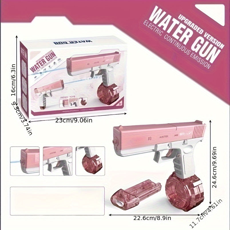 High-Capacity Automatic Water Gun Dual Magazine Long Range Soaker Blaster Ergonomic Grip Kids Summer Pool Outdoor Toy for Boys Girls Birthday Gift Pink Blue