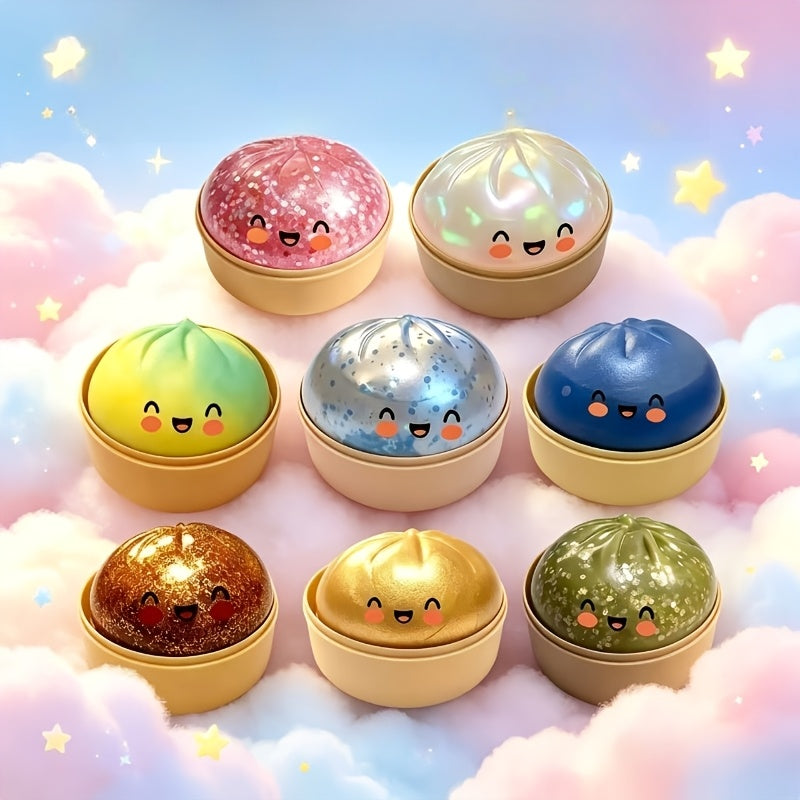 Kawaii Steamed Bun Squishy Plush Toy Set 12pcs – 6 Soft Slow Rise Buns & 6 Steamer Baskets, Sticky Sensory Fidget Collectible Gift for Kids Adults Christmas Birthday