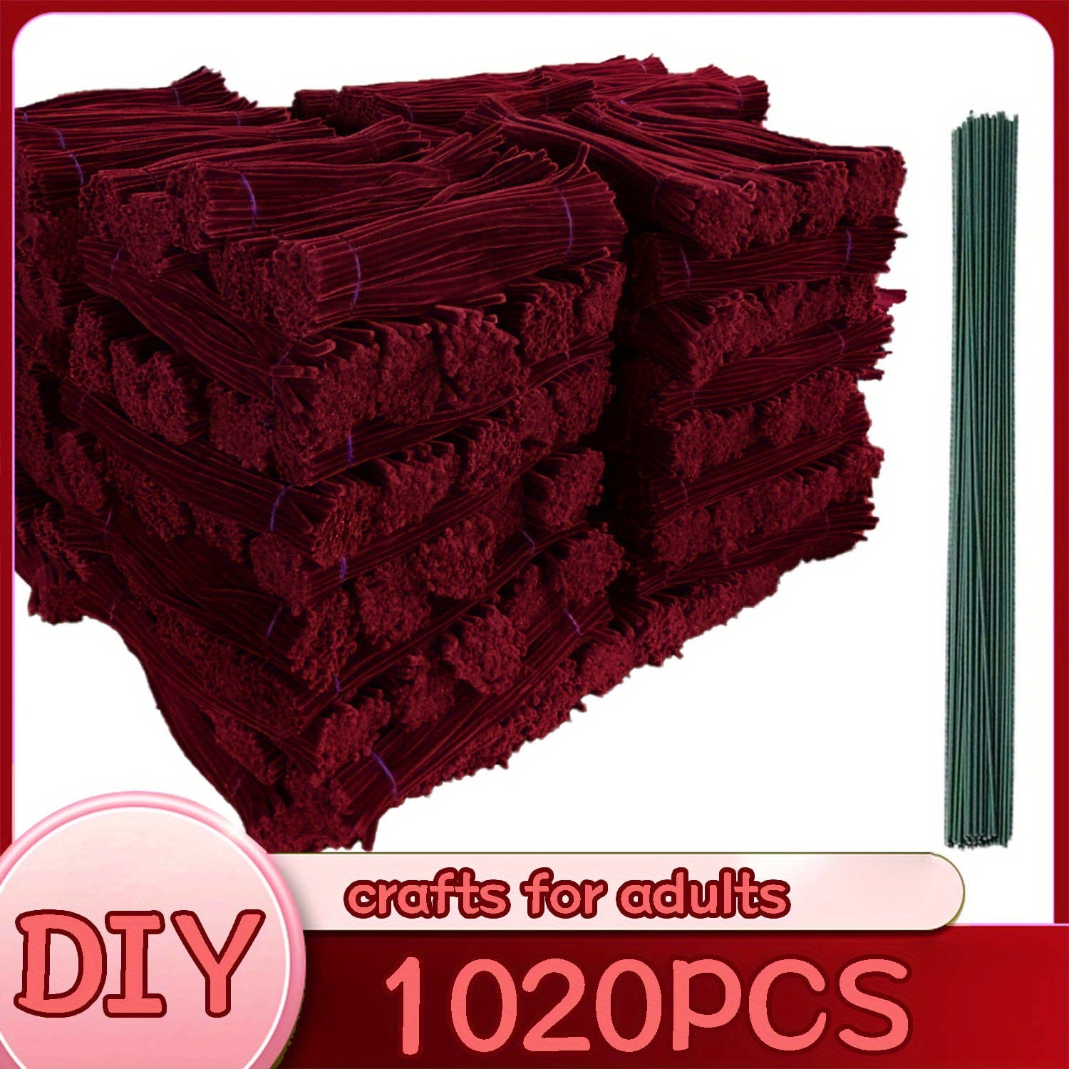1020pcs Pipe Cleaners Craft Kit in 20 Colors – Upgraded Thick Fuzzy Chenille Stems with Flower Rods for DIY Arts & Crafts, Kids Projects, School Supplies & Creative Activities