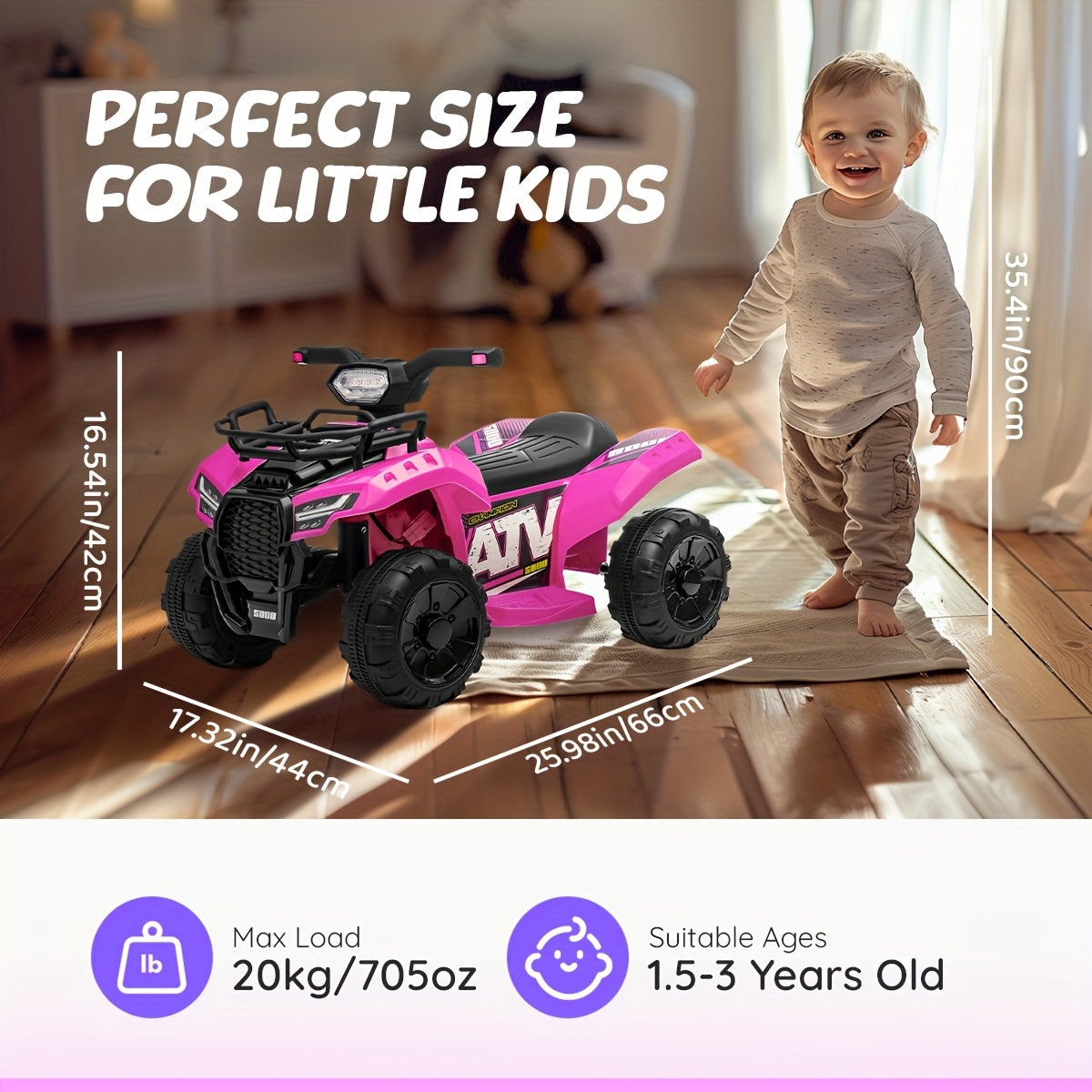 Electric Ride-On ATV for Kids 6V Battery Powered All Terrain Vehicle Toddlers Boys Girls Ages 3 4 5 Off-Road Quad Bike Birthday Christmas Gift