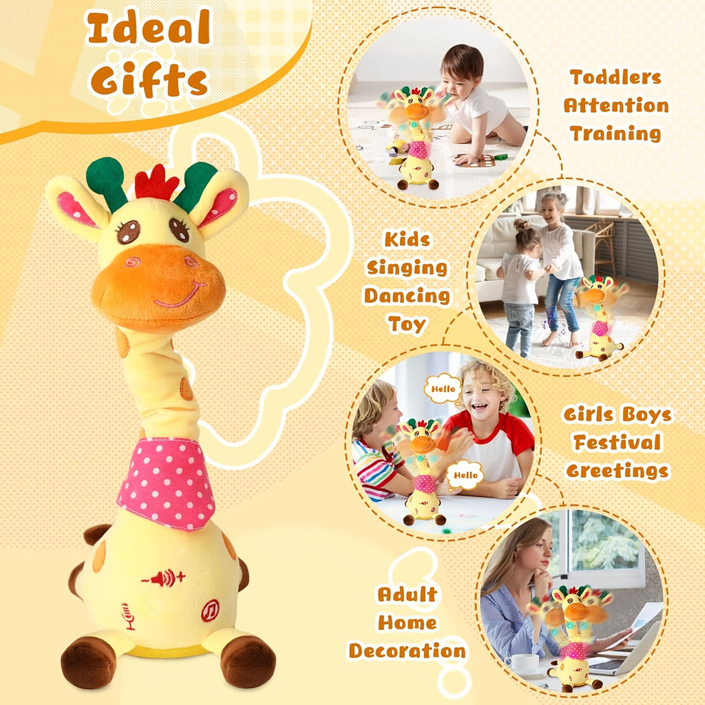 Dancing Talking Giraffe Toy for Baby Toddler 60 Songs Glowing Musical Stuffed Animal Repeats What You Say Interactive Gift for Boys Girls Ages 0 Months+