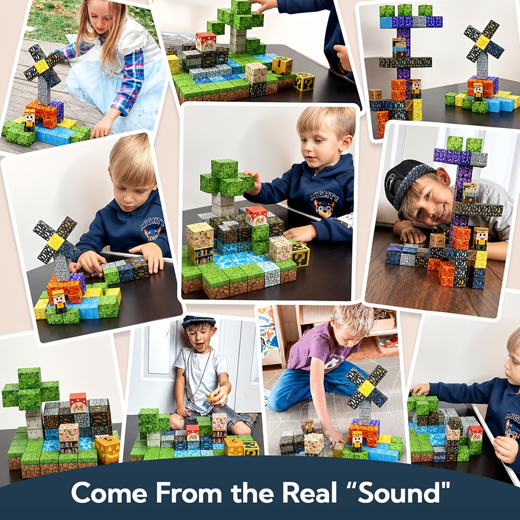 Magnetic Cube Puzzle Building Blocks for Kids – 50 to 160 Piece Construction Set with Random Patterns – STEM 3D Building Toy for Boys & Girls Ages 4+ – Birthday, Christmas & Easter Gift