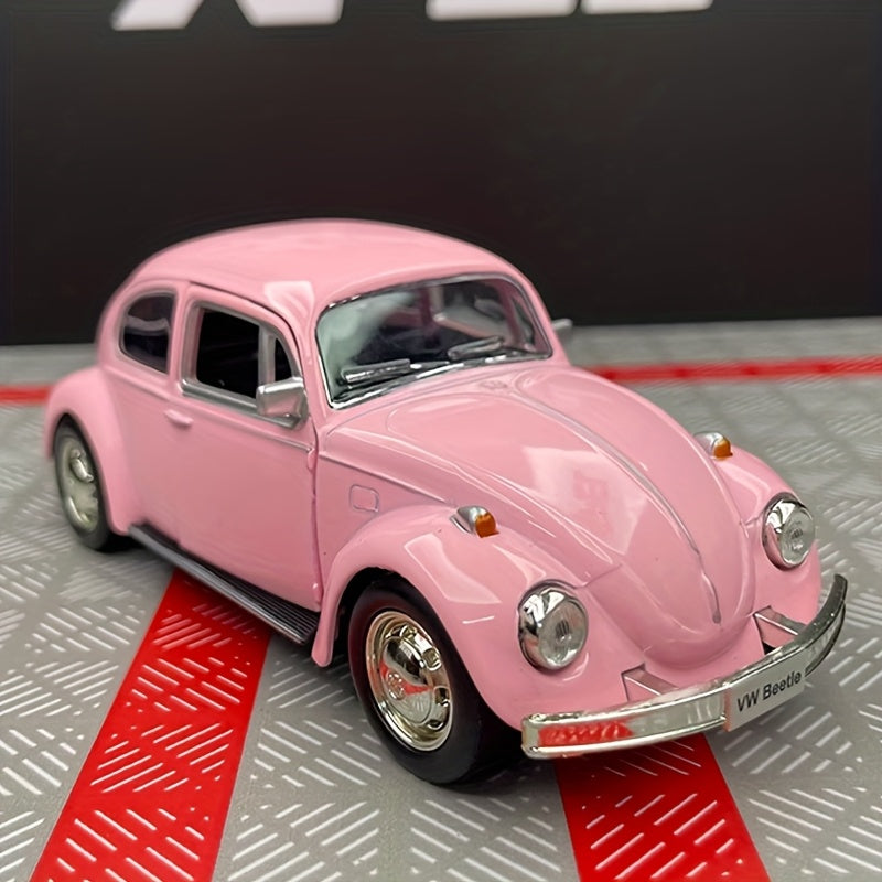 Pull Back Volkswagen Beetle Toy Car 1:36 Scale – Zinc Alloy Die-Cast Retro VW Bug with Openable Doors, Kids Gift for Boys & Girls, Pink & Yellow