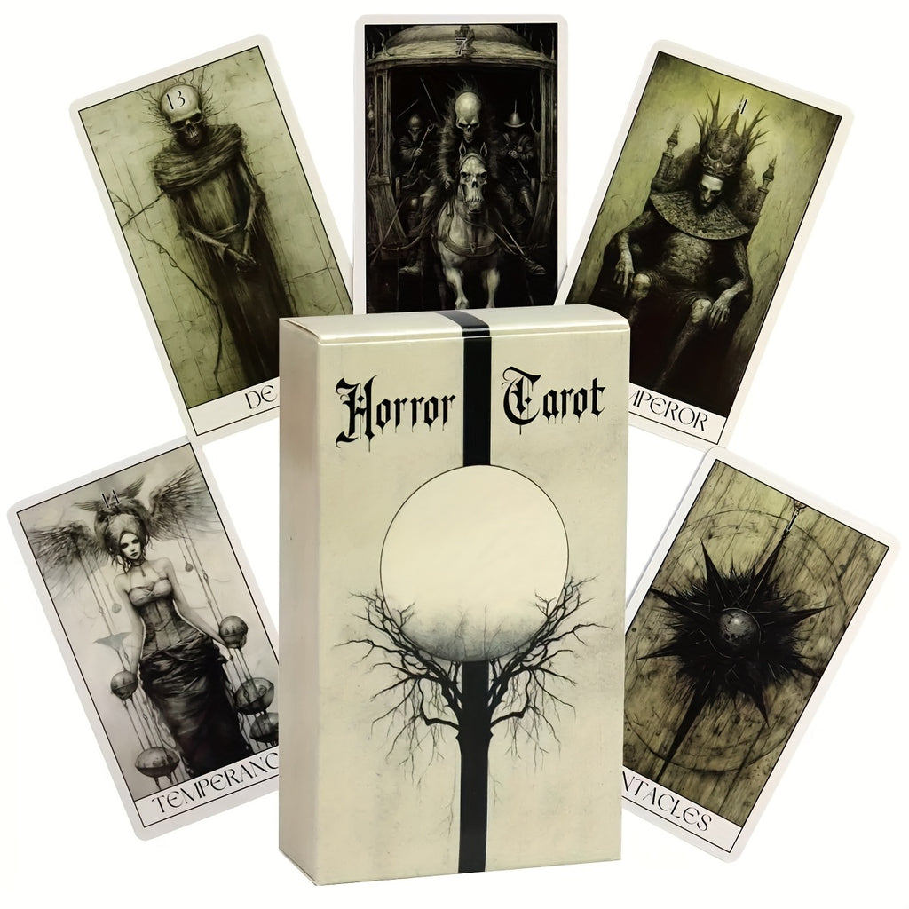 Mystical Horror Tarot Cards Deck 78-Card Gothic Set – Divination Power Exploration & Heart Insight – Beginner & Expert Tarot Gift – Halloween, Christmas & White Elephant Gift