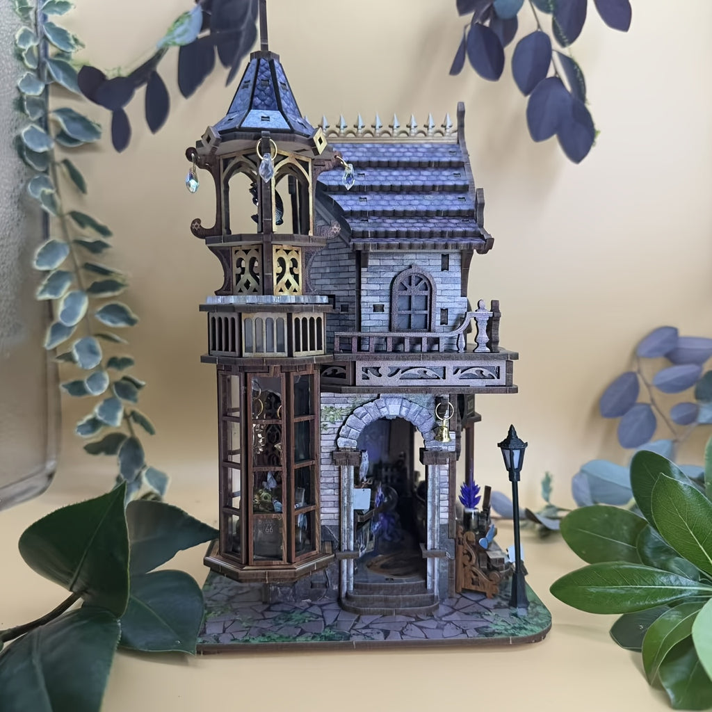 DIY Wooden Miniature Bookhouse Kit Mechanical Link System Model Building Set for Adults Teens Collectors Time Magic Club SQ-71 Craft Gift