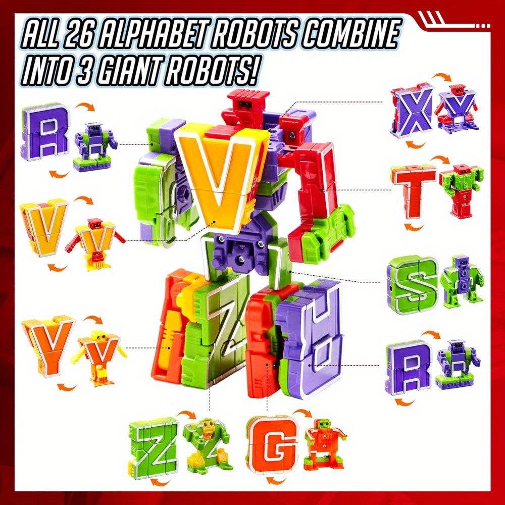 Alphabet Robot Toys for Kids – ABC Learning Alphabots Letter Transform STEM Educational Toy for Boys Girls Classroom Prizes Christmas Birthday Gift