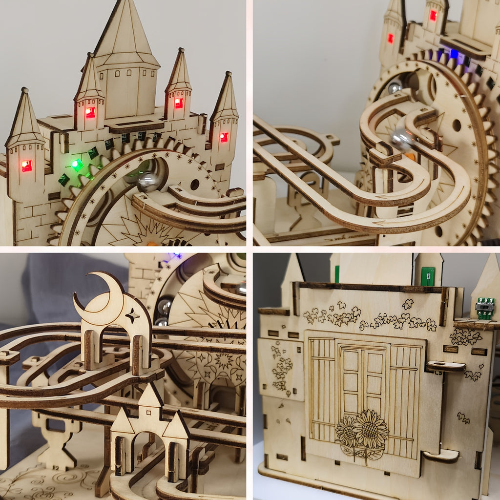3D Electric Marble Run STEM Construction Set – Handmade Logic Building Toy, Educational Marble Track Kit for Kids, Creative Brain Puzzle Gift