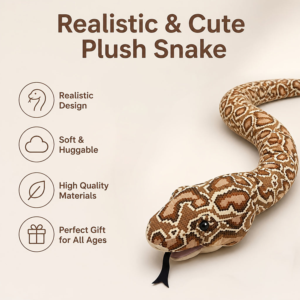 Giant Snake Plush Toy Pillow Realistic Python Stuffed Animal - Funny Prank Gift Cushion Doll for Halloween Christmas Kids Adults Small