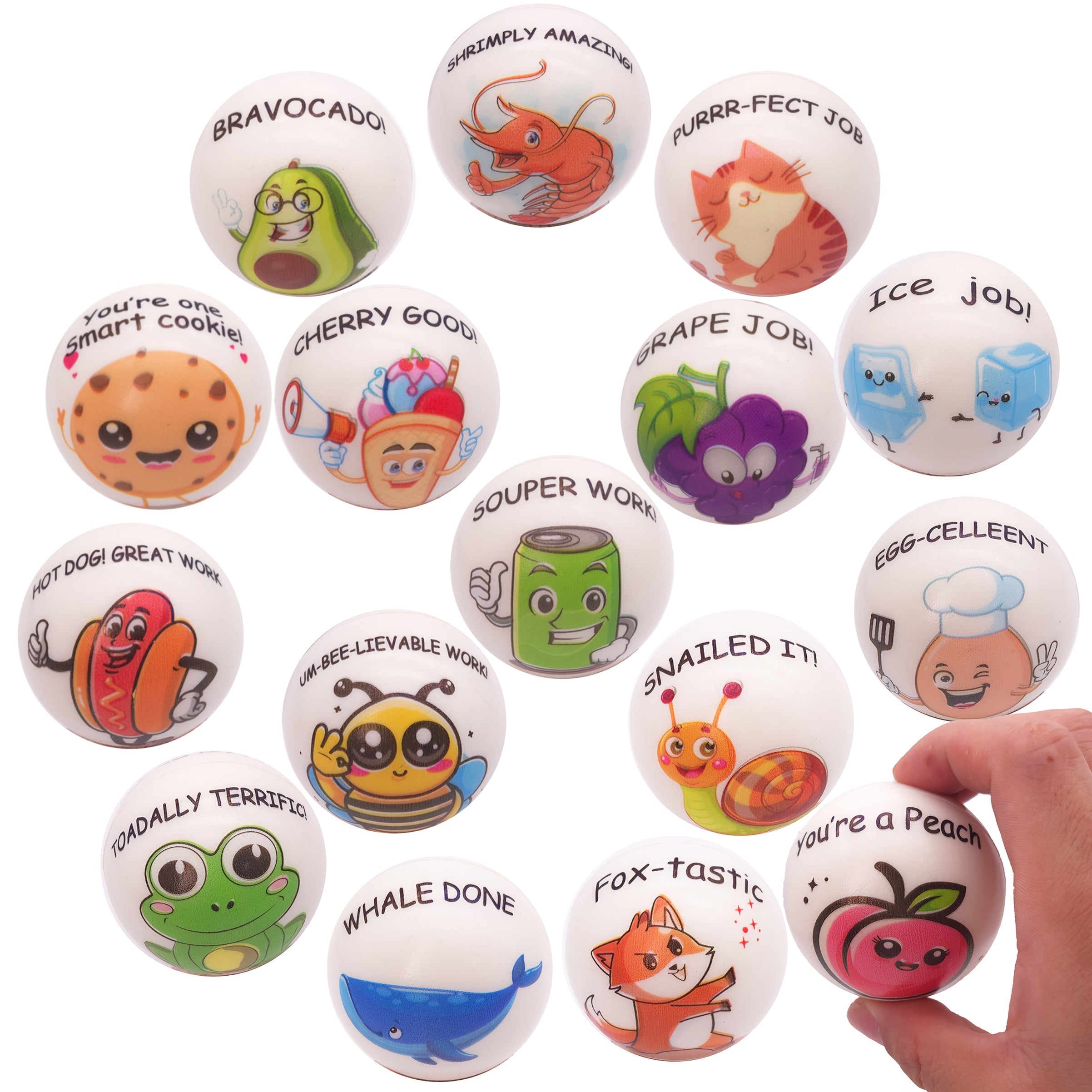 Stress Balls Bulk 24 Pack Motivational Animal Squeeze Toys – Inspirational Quote Soft TPU Sensory Balls for Classroom Office Party Favors Team Building Gifts