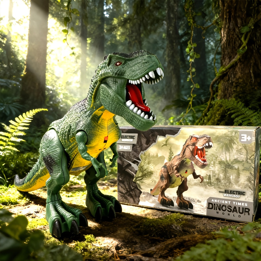Electric Walking Dinosaur Toy Set 3-Pack with Sound & Light – T-Rex, Brachiosaurus & Stegosaurus Jurassic Dino Figures – Birthday & Christmas Gift for Boys Ages 3-7