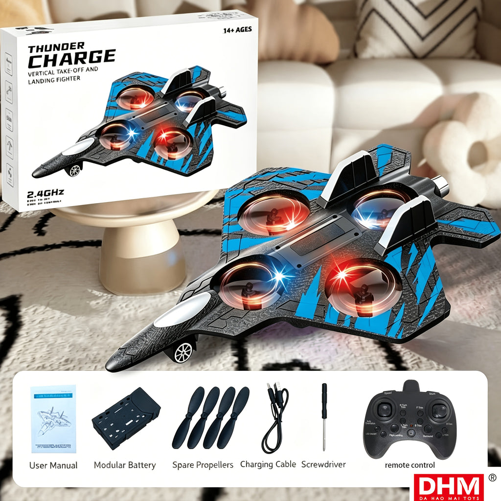 RC Flying Drone Foam Plane with 360° Stunt Flip, Altitude Hover & One-Button Takeoff – Dual Rechargeable Batteries Included for Kids & Beginners