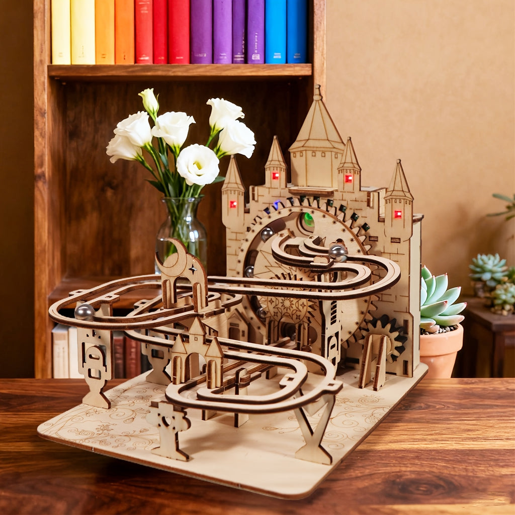 3D Electric Marble Run STEM Construction Set – Handmade Logic Building Toy, Educational Marble Track Kit for Kids, Creative Brain Puzzle Gift