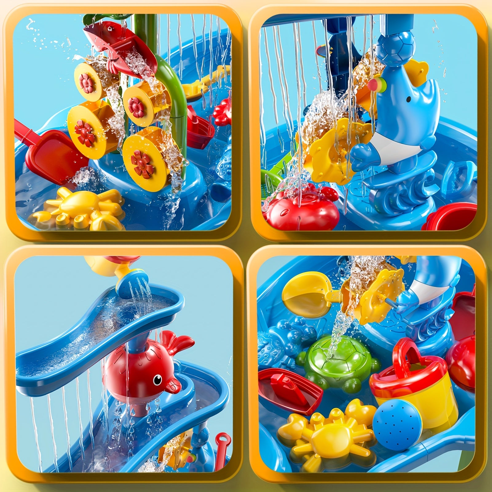 Sand & Water Table for Toddlers 3-Tier with Shovel Scoop Strainer – Outdoor Sensory Play Set for Kids Ages 2-6, Backyard Beach Patio Summer Activity