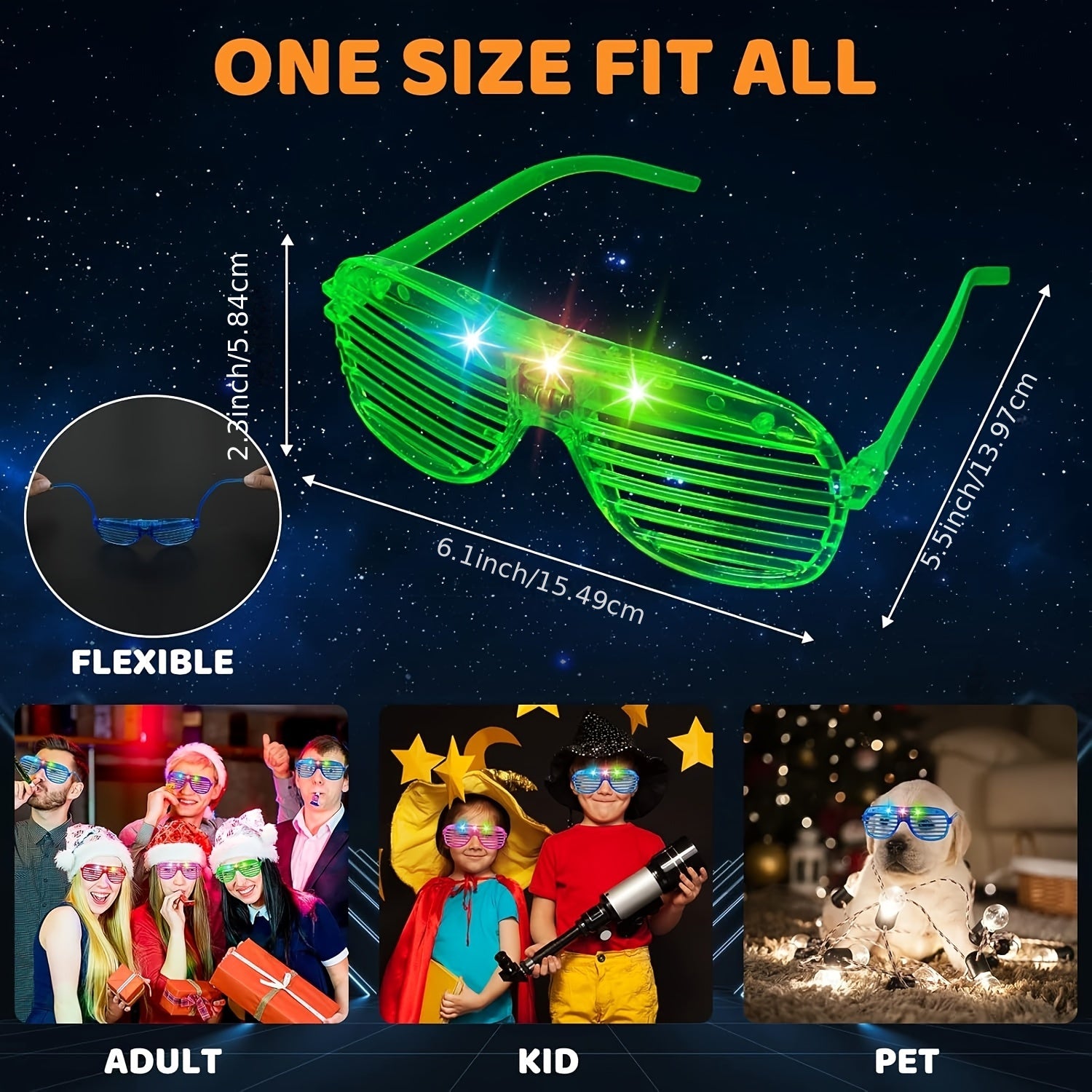 LED Glow Glasses 60pcs Light Up Glasses with 3 Modes - Bulk Party Supplies for Rave Birthday Wedding Concert New Year Carnival Glow in the Dark