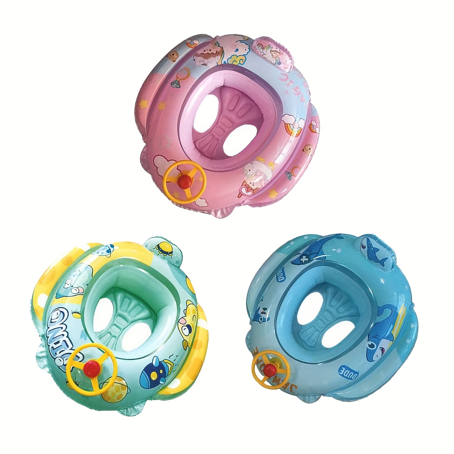 Cartoon Inflatable Pool Float for Kids & Adults – Fun Beach Floatie Water Toy Summer Pool Party Accessory Swimming Gift (Pink Green Blue)