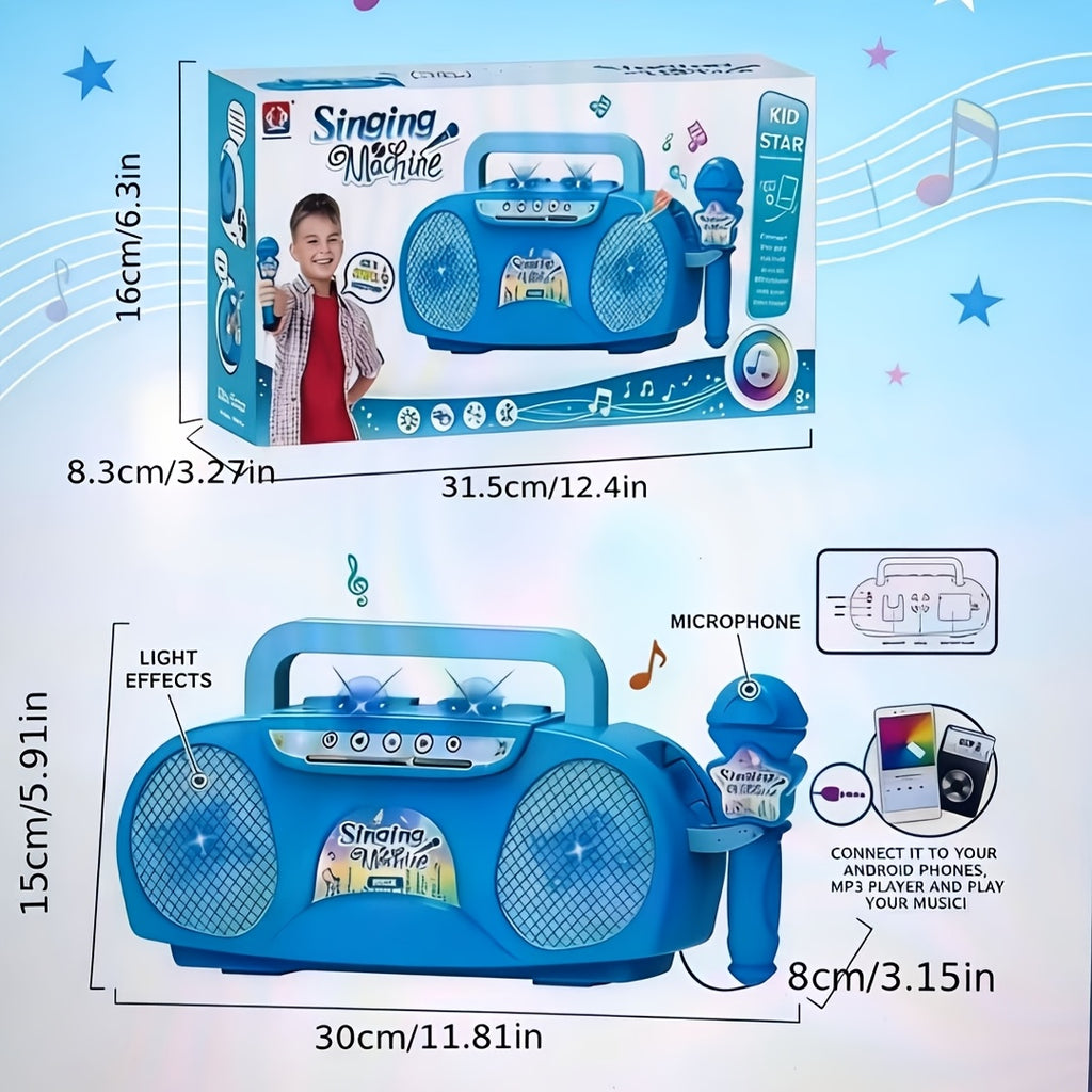 Kids Karaoke Microphone Light-Up Singing Toy with Music Machine, Birthday Gift for Boys Girls Ages 3-7, All-In-One Sing Along Speaker