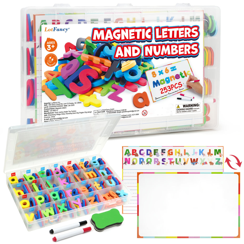 Magnetic Letters Numbers for Kids 253PCS Alphabet Fridge Magnets Educational Toys for Toddlers Spelling Learning STEM Classroom Homeschool Gift
