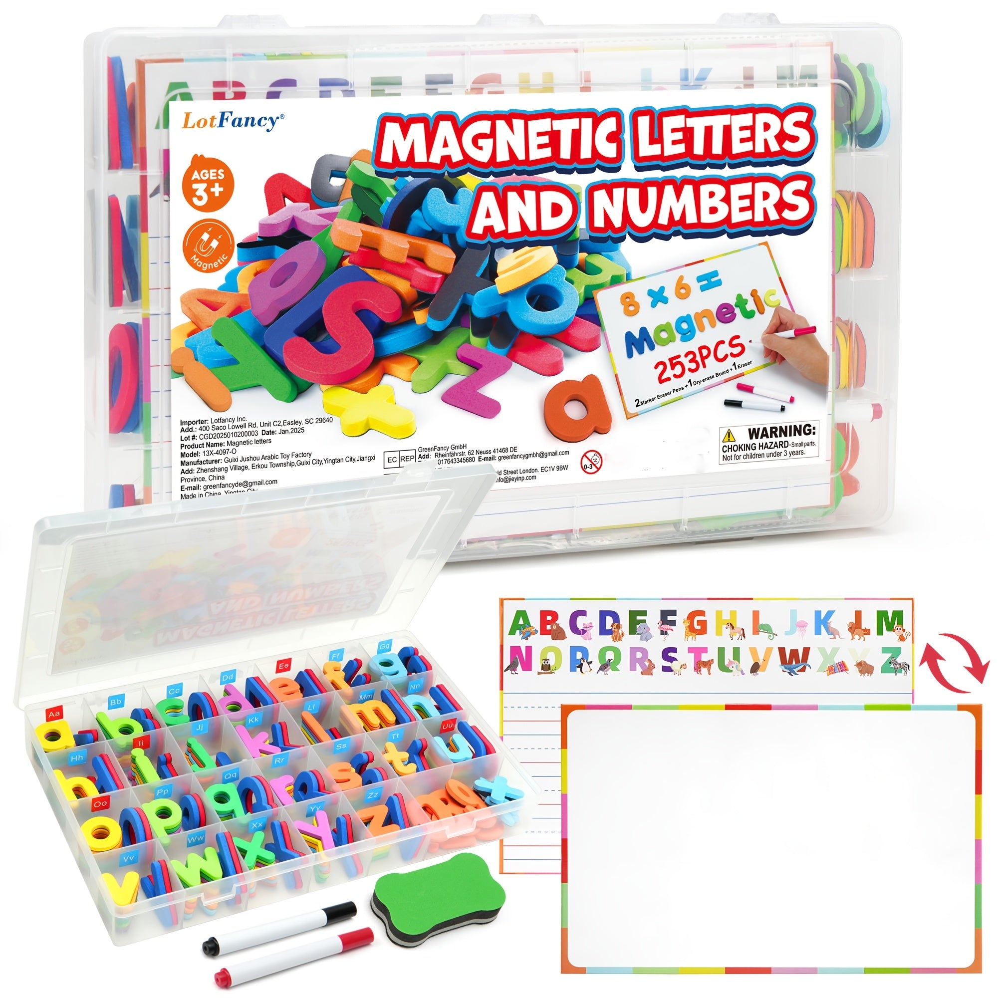 Magnetic Letters Numbers for Kids 253PCS Alphabet Fridge Magnets Educational Toys for Toddlers Spelling Learning STEM Classroom Homeschool Gift