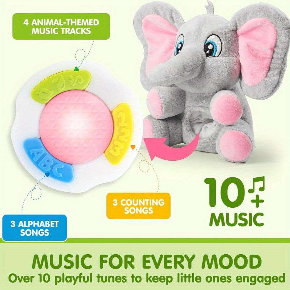 Musical Elephant Plush Baby Toy with Music & Light – Soft Stuffed Animal Sensory Toy for Infant Babies 6+ Months, Birthday Christmas Gift for Boys and Girls