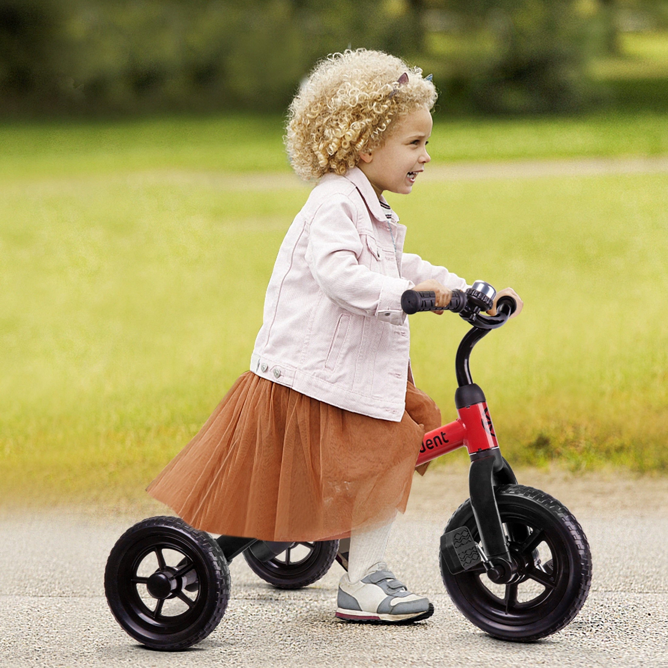 3-in-1 Foldable Toddler Tricycle for Boys Girls Ages 2+, 4-Mode Balance Bike with Detachable Pedals Training Wheels Carbon Steel Frame Puncture-Proof EVA Tires, Indoor Outdoor Ride-On, Birthday Christmas Gift