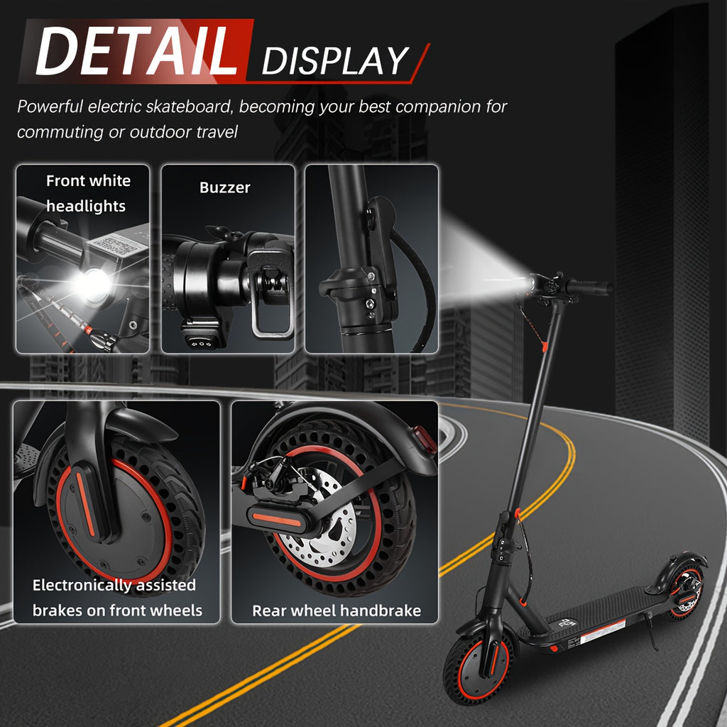 Electric Scooter for Adults 350W Folding 8.5-Inch with LED Display - 3 Speed Modes 15-30 Mile Range E-ABS Disc Brake 220LB Capacity - Commuter E-Scooter Black