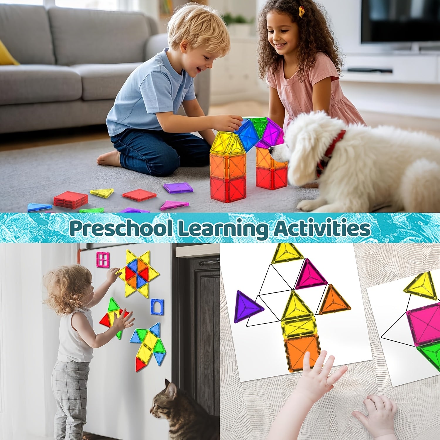 Magnetic Tiles for Kids 116pcs Castle STEM Building Blocks – 3D Magnetic Construction Pretend Castle Playset Preschool Learning Toy Gift for Boys Girls Age 3+