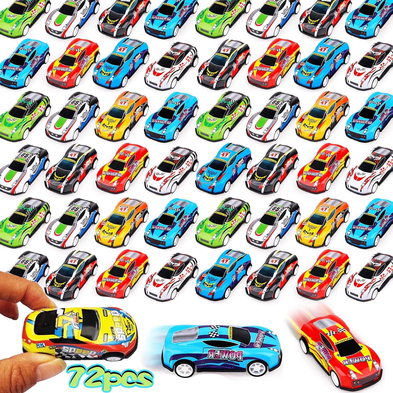 Pull Back Cars Bulk 72pcs Mini Race Cars for Kids - Party Favors Classroom Prizes Goodies Bag Fillers Easter Basket Stuffers Birthday Gifts Ages 3+