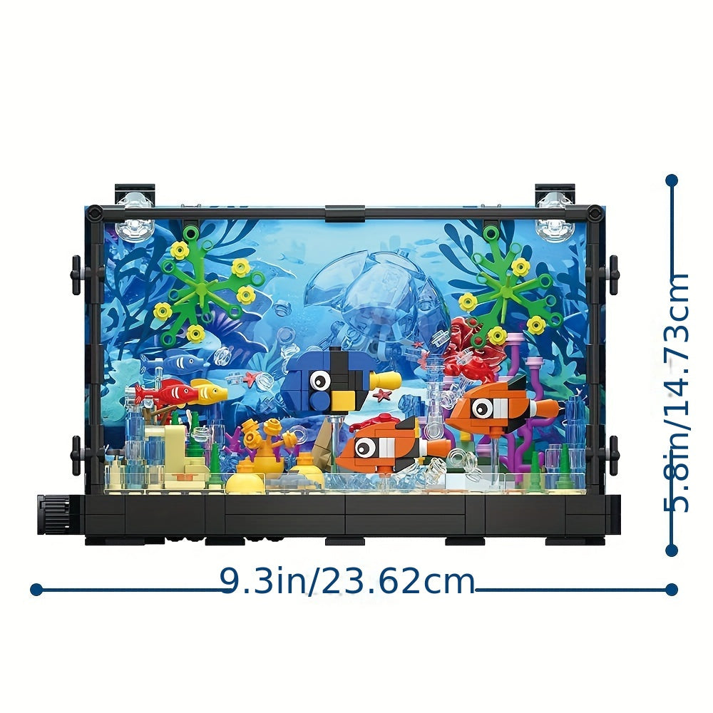 Aquarium Jellyfish Building Block Set with LED Light Fish Tank Marine Decor - Compatible Bricks Creative Display Toy for Teens Adults Ages 12+