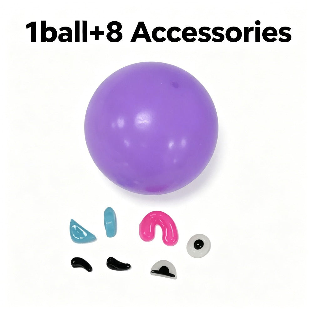 Funny Face Stress Relief Squeeze Ball with Accessories - Quick Rebound Soft Squeezing Toy Anxiety Relief Relaxing Gift Pink Green Purple Yellow Blue