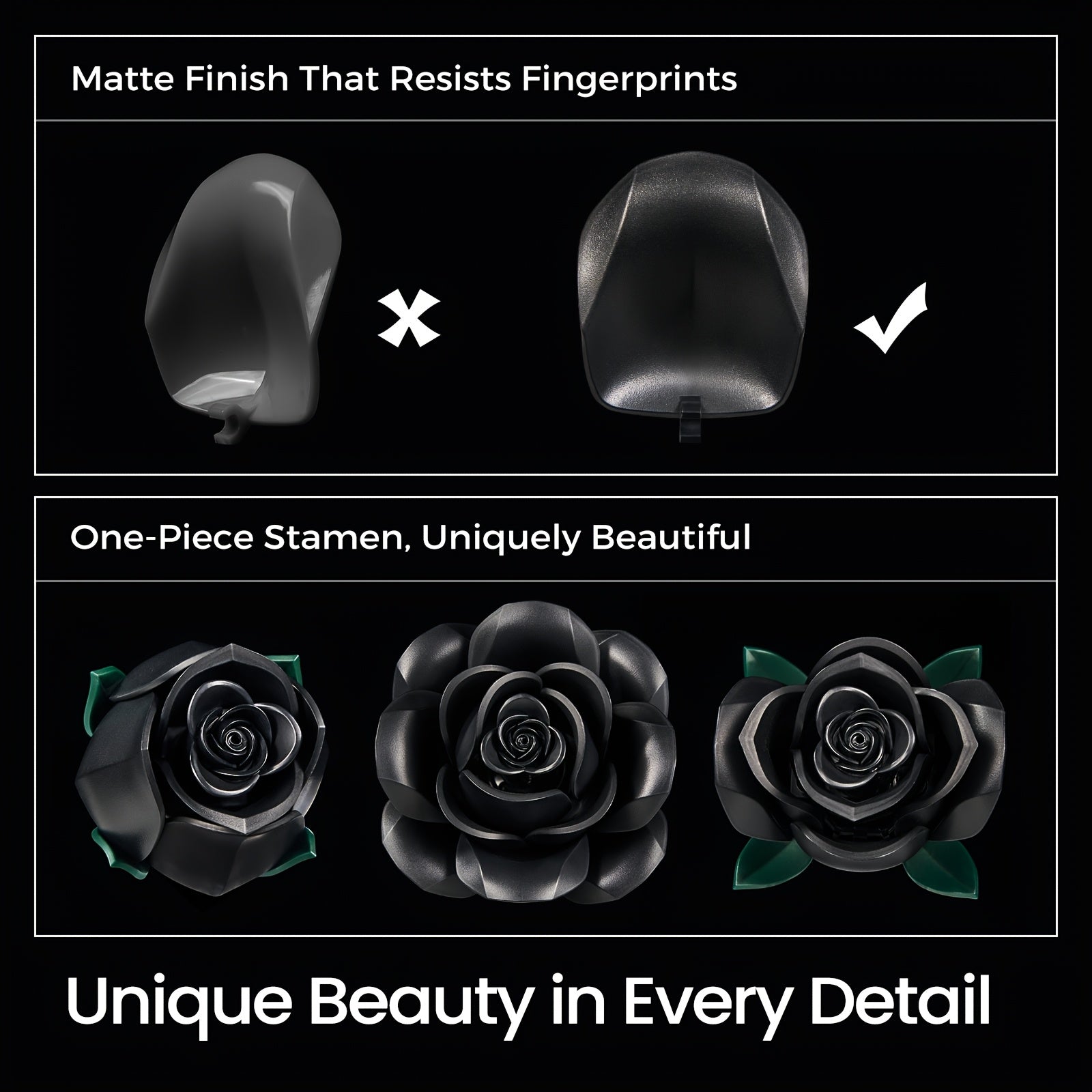 Gothic Black Rose Building Block Set 152pcs – 3 Artificial Flower Bouquet Bricks Art Piece, Unique Party Gift & Home Decor for Rose Lovers