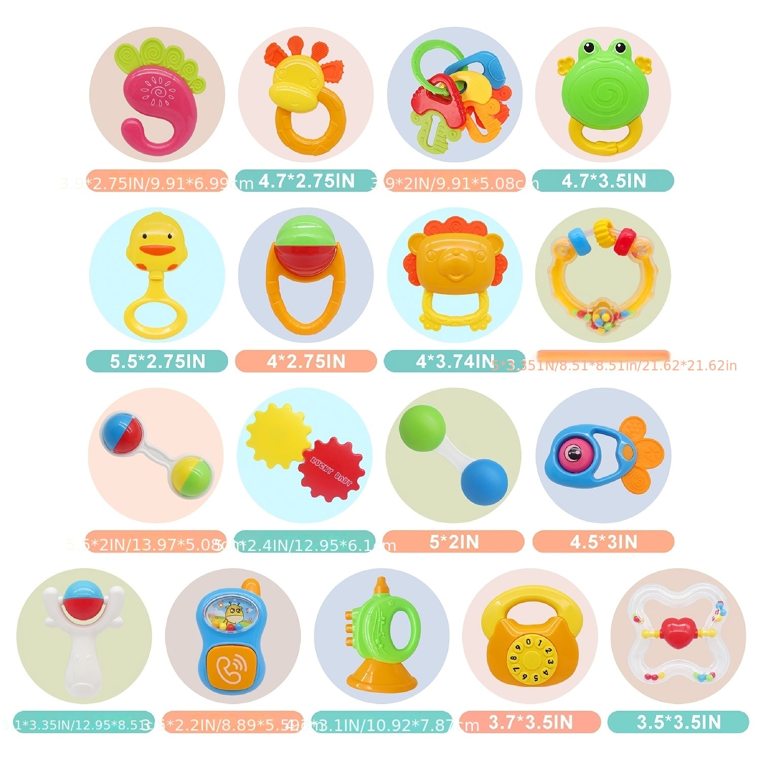 Baby Rattle Toy Set with Sound - Musical Toys for Babies Toddlers, Sensory Sound Rattle Gift Set for Boys Girls, Preschool Learning Toy, Birthday Easter Christmas Gift for Infants Kids