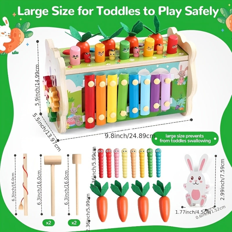 7-in-1 Wooden Hammer Game Toy with Xylophone for Toddlers 12 Months+ - Educational Sports Puzzle Learning Toy Birthday Christmas Easter Gift for Kids