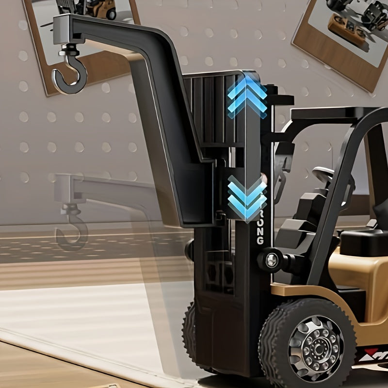 1/64 Scale Mini Alloy Forklift Truck with Flatbed – USB Rechargeable Die-Cast Metal Toy Truck for Boys & Girls, Multi-Functional Monster Truck, Collectible Display & Outdoor Play