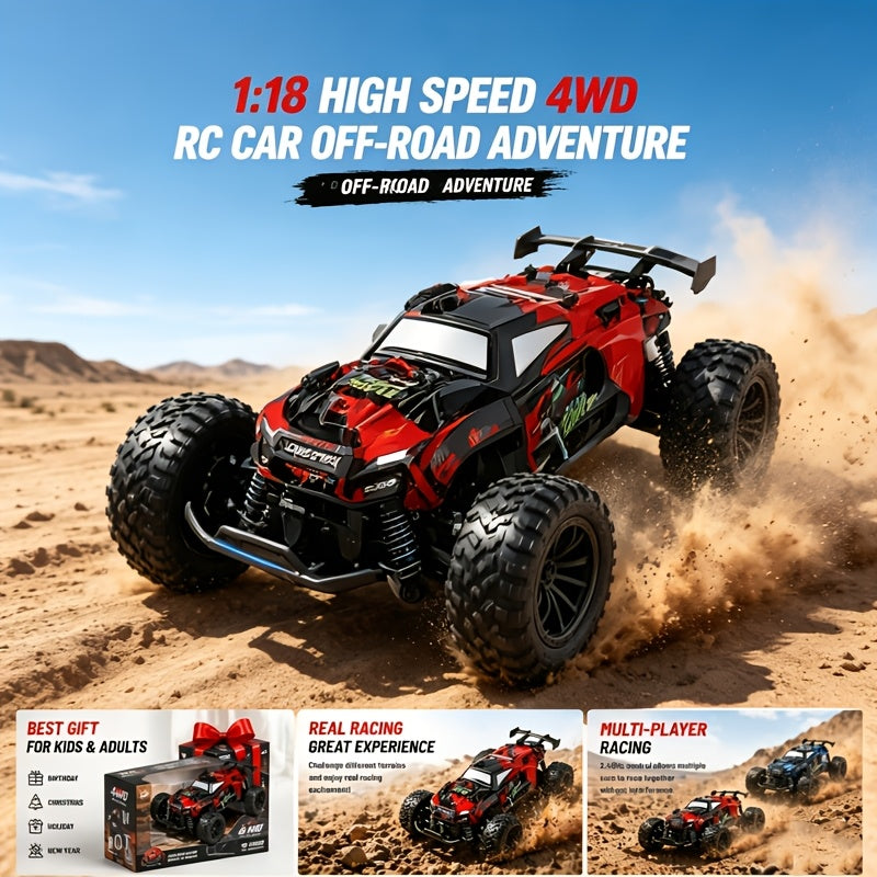 RC Off-Road Car 1:18 Scale 4WD, Interchangeable Shell High-Speed Remote Control Truck with Shock Absorbers 2.4G, Outdoor Climbing Drift Toy, Birthday Gift for Boys Kids