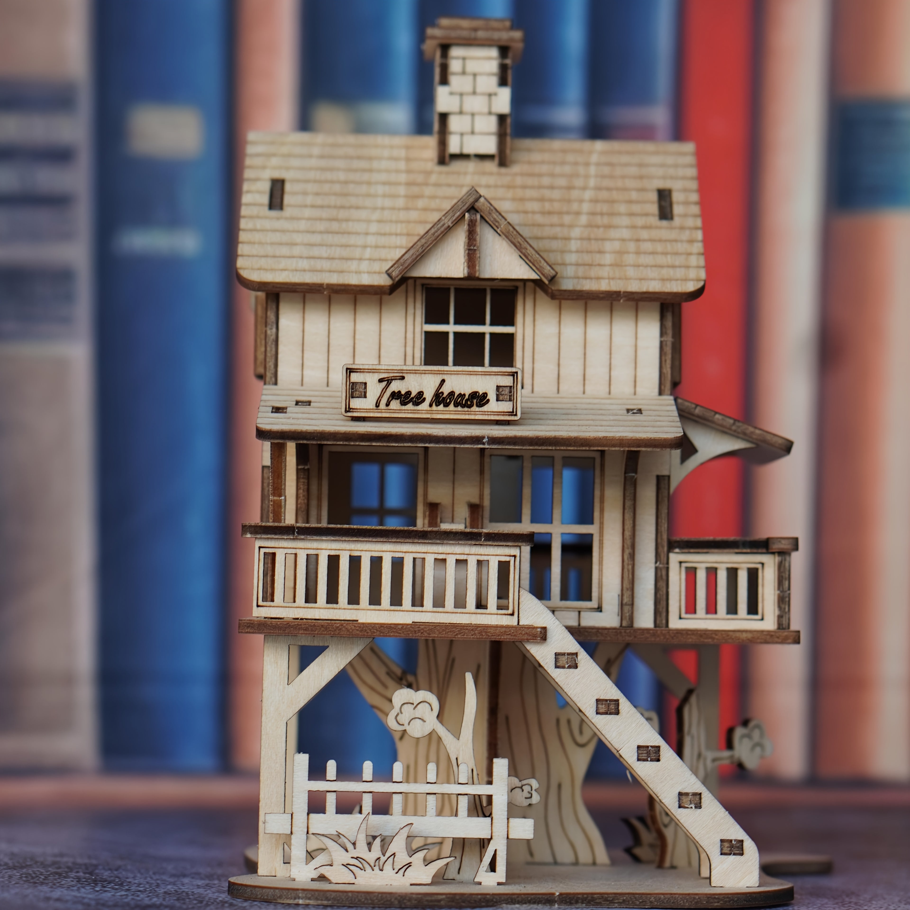 3D Wooden Cabin Puzzle Model DIY Building Kit Rustic Treehouse Architecture Interlocking Blocks Craft Set for Adults Teens Home Decor Gift