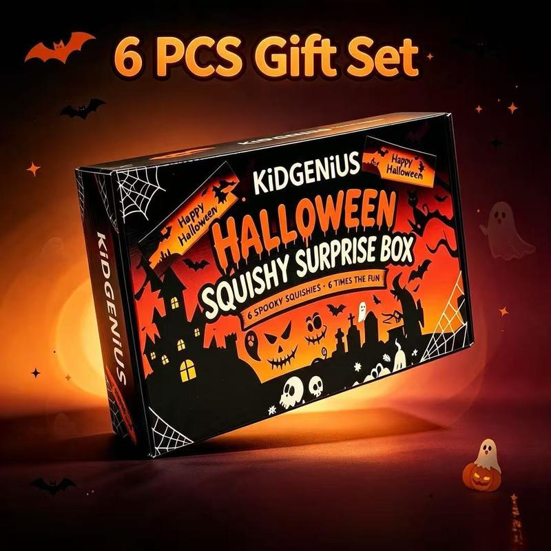 Halloween Stress Ball Set by KIDGENIUS, Soft PU Slow Rising Squishy Fidget Toys in 3-Pack or 6-Piece Gift Box for Party Favors and Sensory Desk Breaks