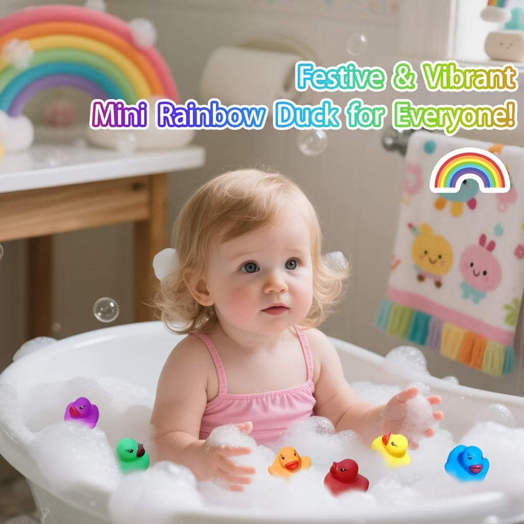 Mini Rainbow Duck Bath Toys 55 Pack – Bulk Colorful Rubber Ducks for Kids Bathtub Pool Party Favors, Goodie Bag Stuffers, Carnival Prizes Boys Girls