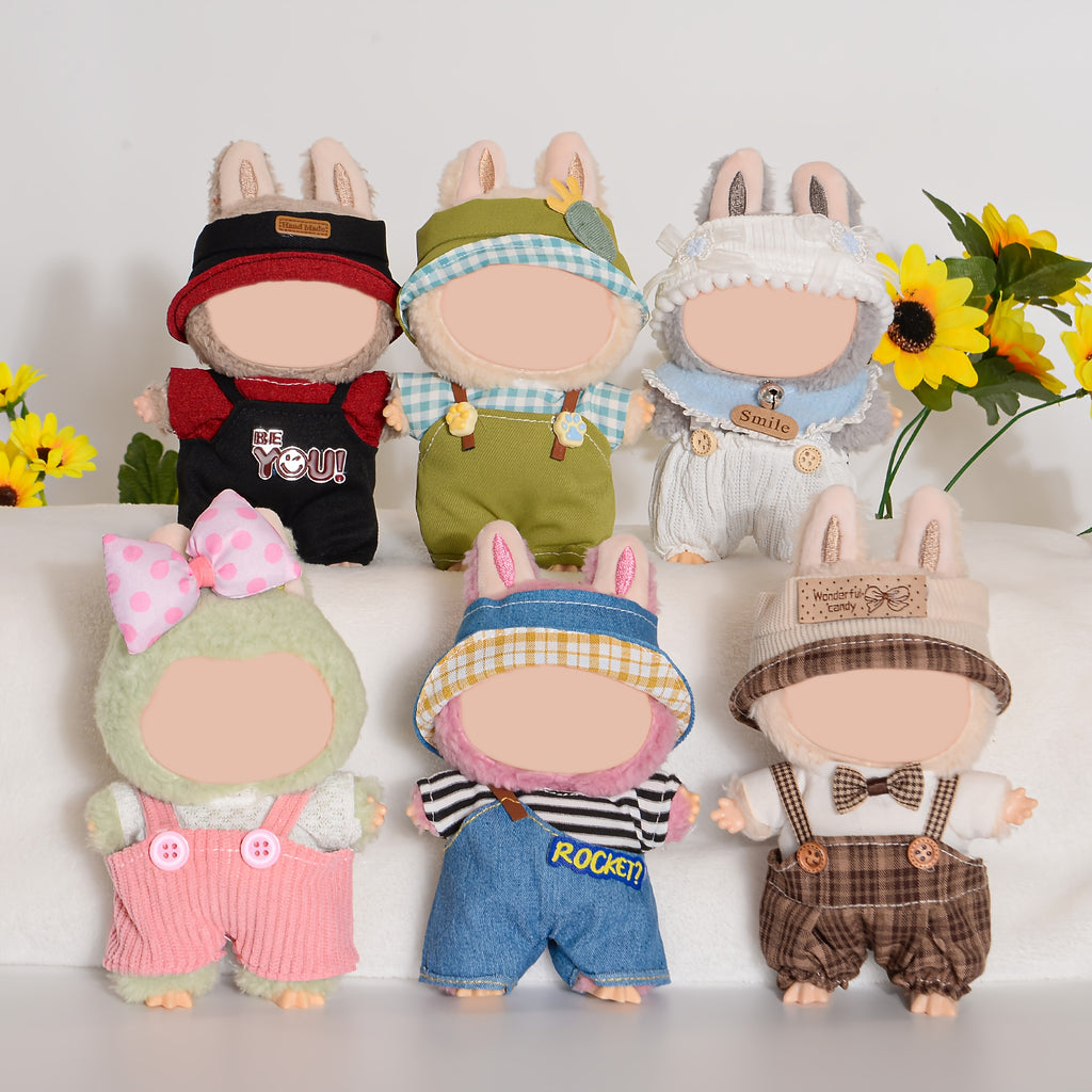 6pcs Labubu Doll Clothes Set for 17cm Dolls – Mixed Style Outfits Pack, Soft Durable Fabric, Adorable Doll Wardrobe Gift for Girls Ages 3+, No Doll or Shoes Included