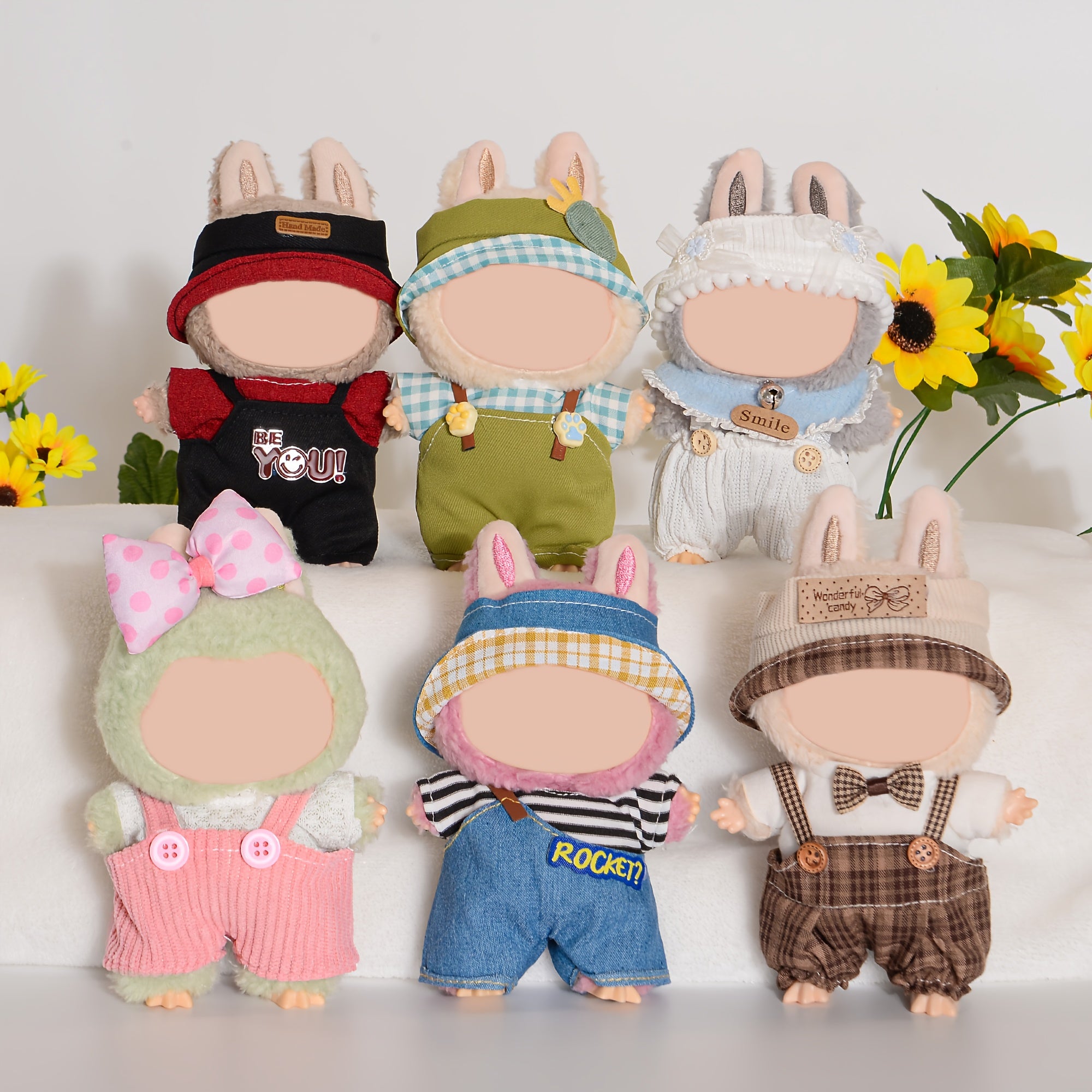6pcs Labubu Doll Clothes Set for 17cm Dolls – Mixed Style Outfits Pack, Soft Durable Fabric, Adorable Doll Wardrobe Gift for Girls Ages 3+, No Doll or Shoes Included