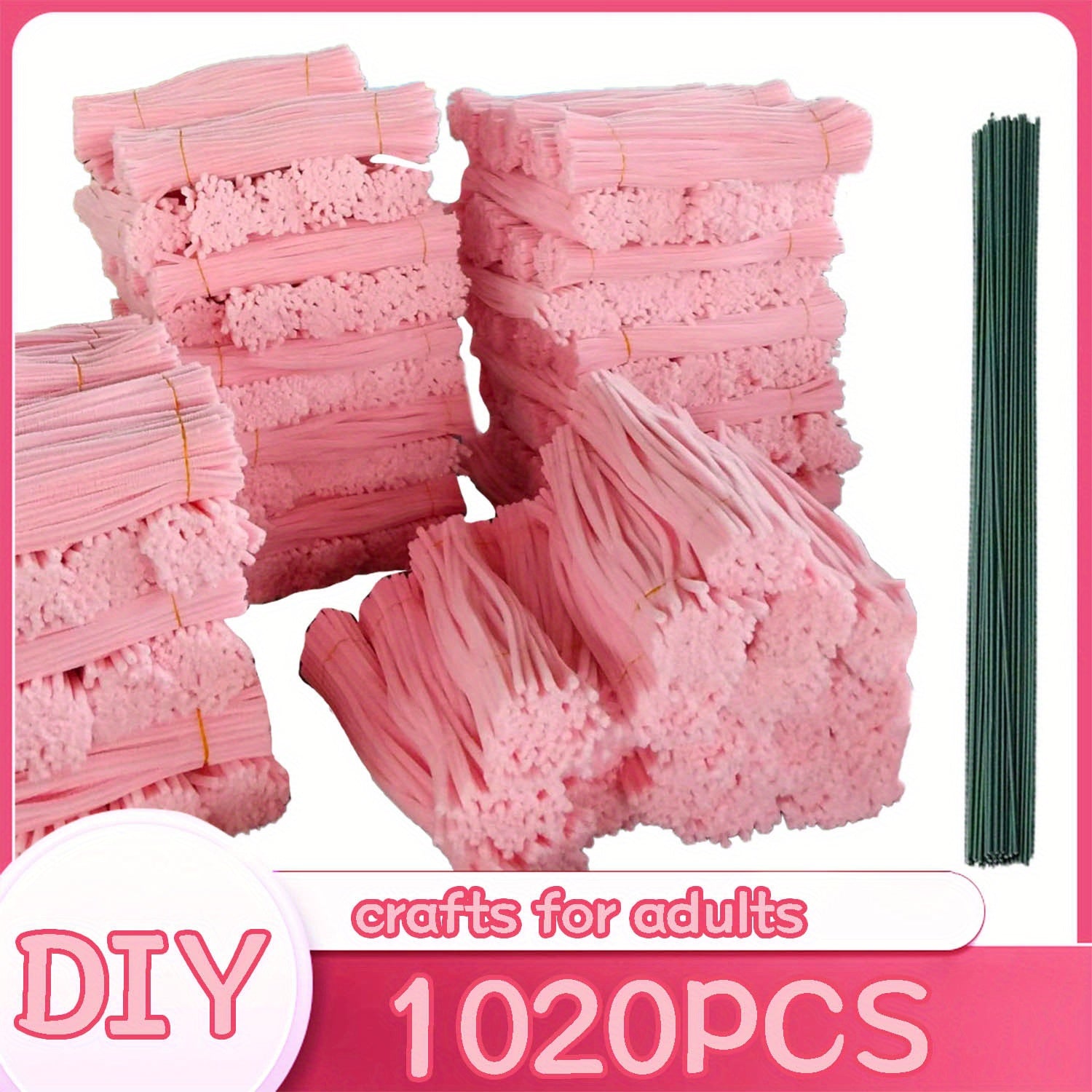 1020pcs Pipe Cleaners Craft Kit in 20 Colors – Upgraded Thick Fuzzy Chenille Stems with Flower Rods for DIY Arts & Crafts, Kids Projects, School Supplies & Creative Activities