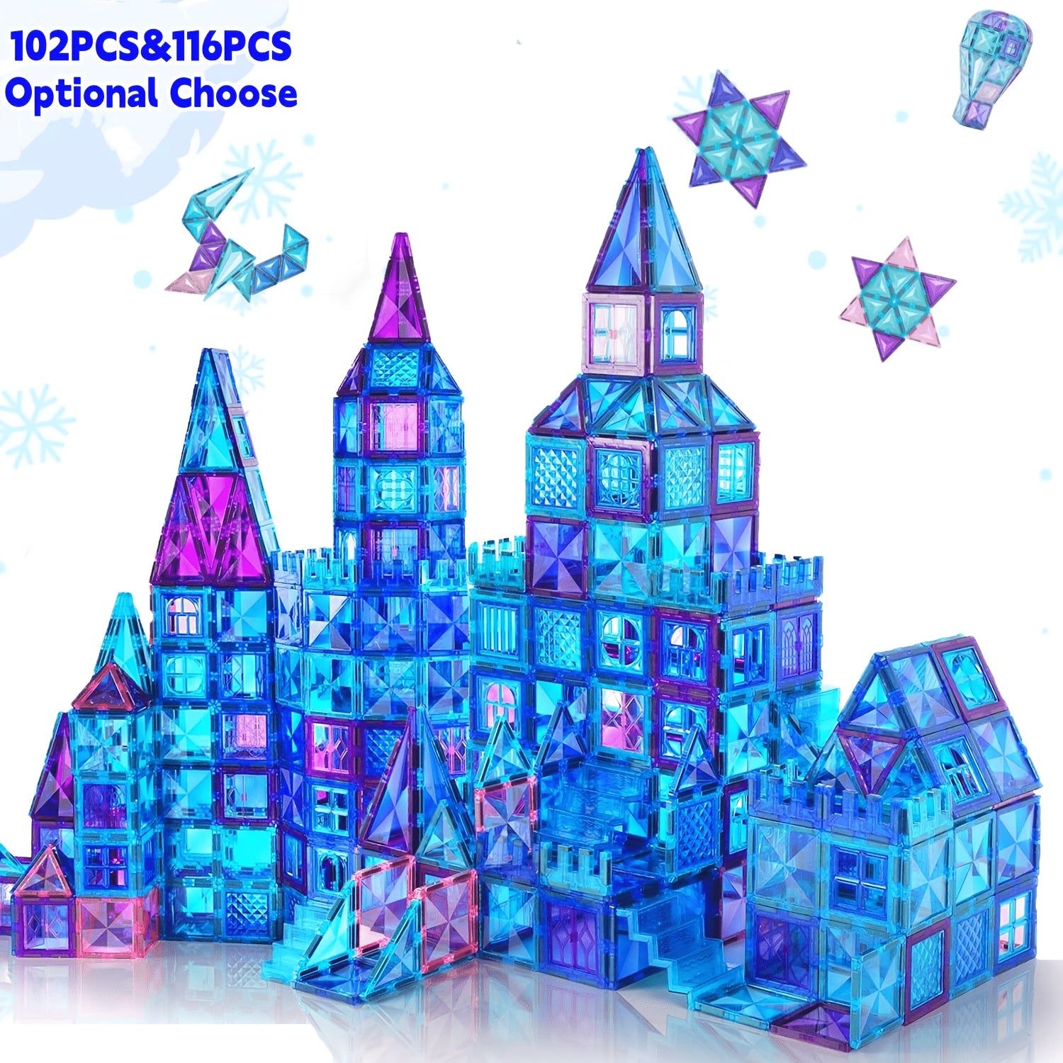 Magnetic Tiles for Kids 116pcs Castle STEM Building Blocks – 3D Magnetic Construction Pretend Castle Playset Preschool Learning Toy Gift for Boys Girls Age 3+