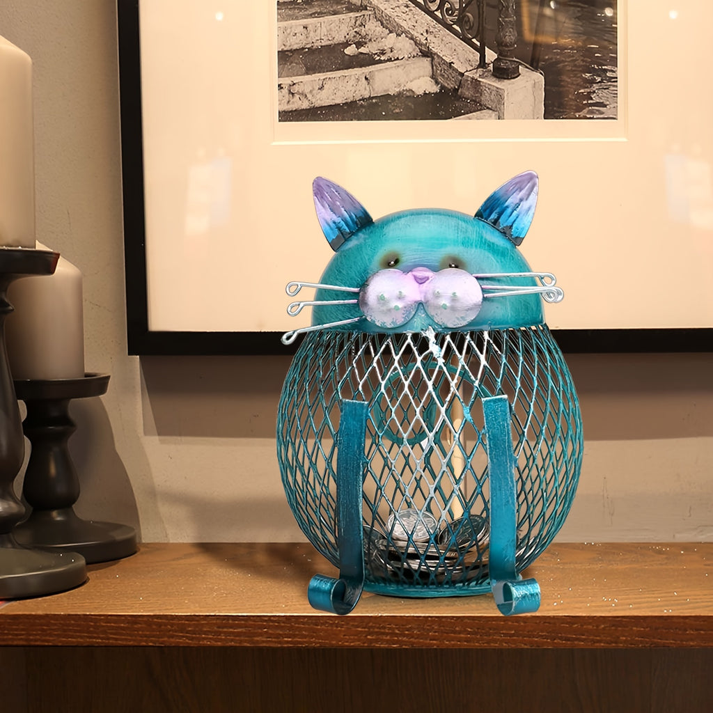 Cute Kitten Cat Coin Piggy Bank with Bottom Lid – Decorative Animal Savings Bank for Cat Lovers, Home Bookshelf Decor, Birthday Christmas Halloween Housewarming Gift