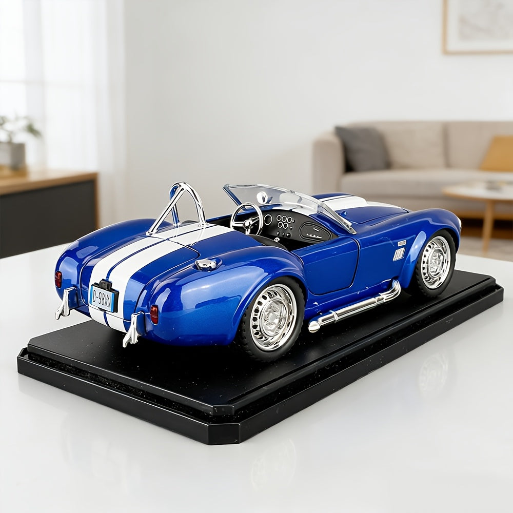 1:22 Scale Shelby Cobra Vintage Die-Cast Model Car Zinc Alloy Openable Doors Static Display Collectible Gift for Car Enthusiasts Home Office Desk Decor
