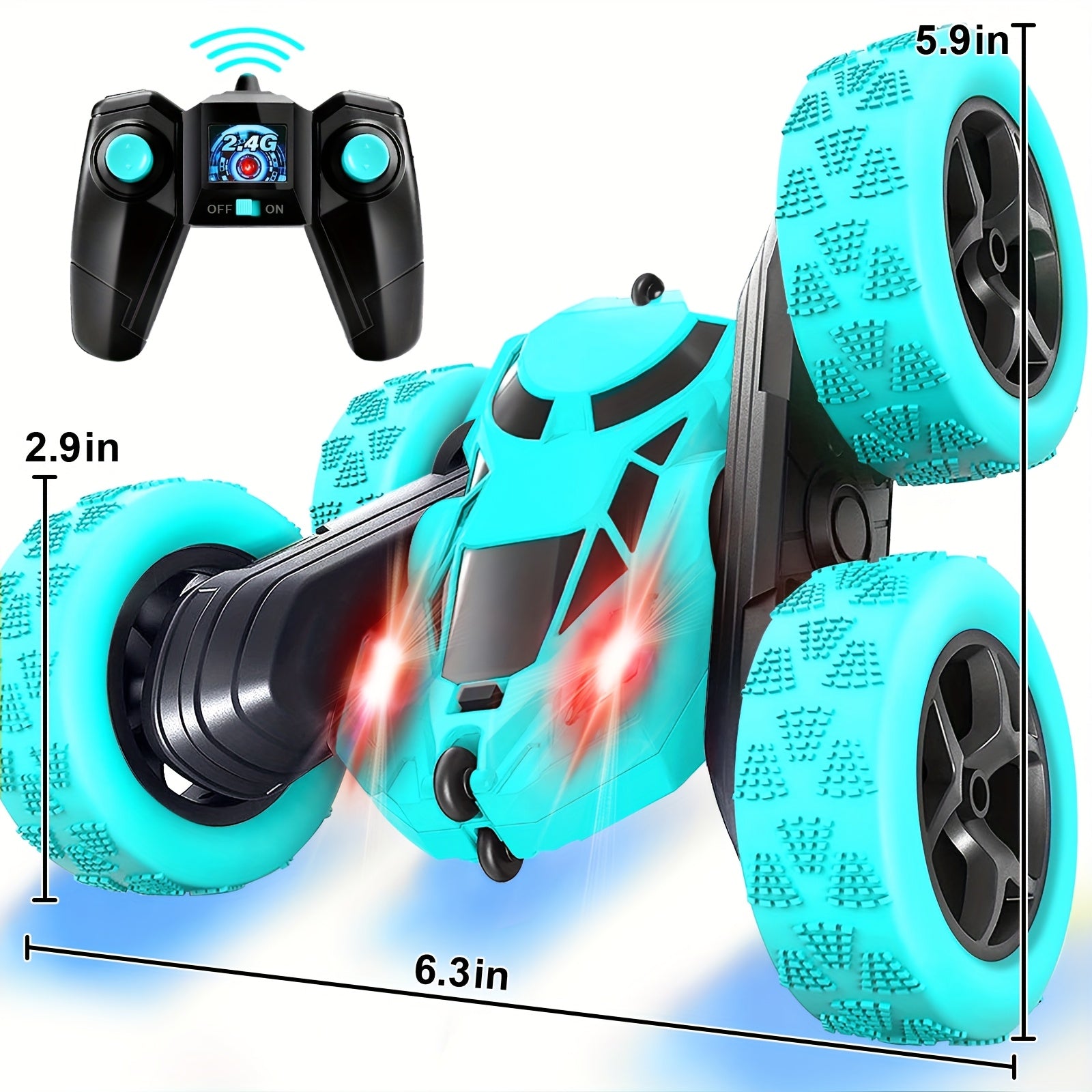 RC Stunt Car Double Sided 360 Flip 4WD Remote Control Car 2.4GHz LED Headlights 1400mAh Rechargeable Battery All Terrain Kids Boys Ages 6+ Birthday Christmas Gift
