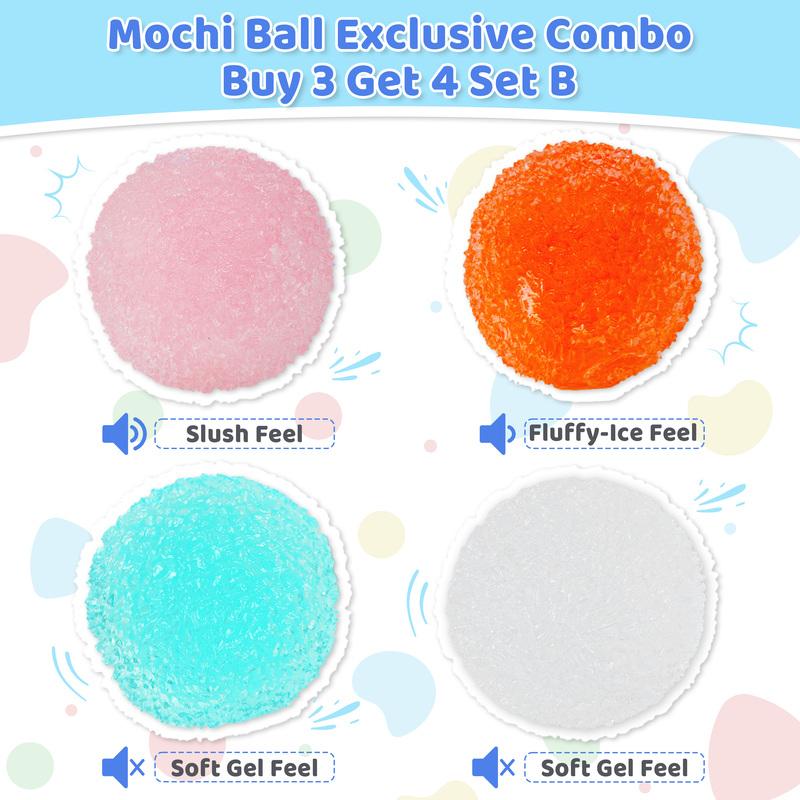 Mochi Squishy Ball by Pawtoto, Handmade Crystal Dumpling Sensory Fidget with Ice Crack, Slush or Fluffy Textures for Teen and Adult Gifts