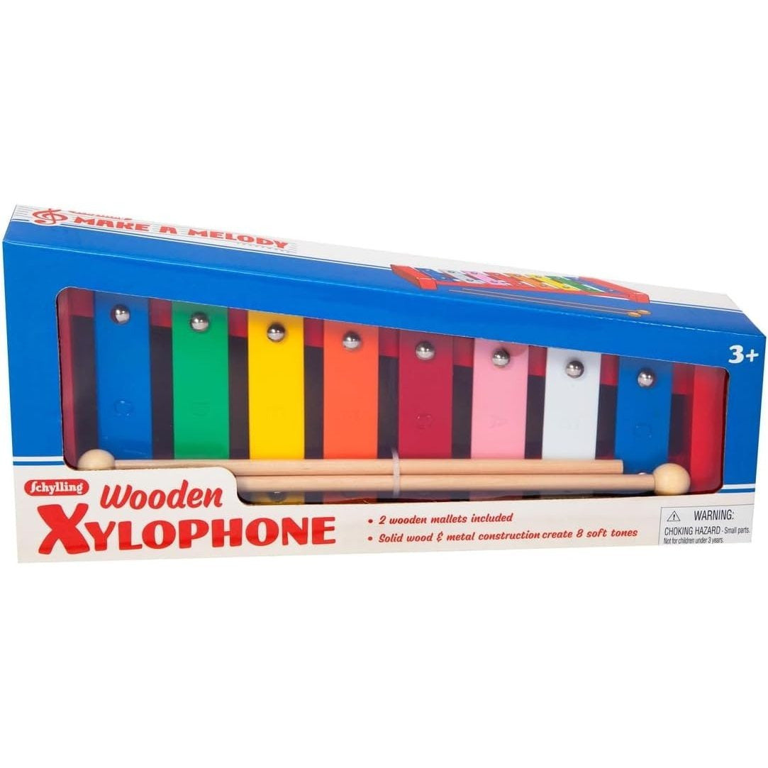 Wooden Xylophone for Kids - 8 Colorful Metal Keys with Musical Notes, 2 Mallets Included, Toddler Musical Instrument Toy Ages 3+, Birthday Gift for Boys & Girls