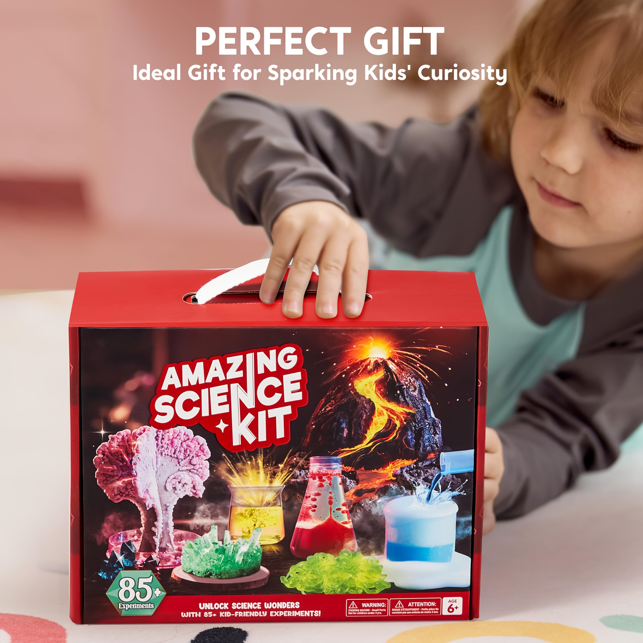 Amazing Science Kit for Kids 85+ Experiments – STEM Activities Gem Digging Crystal Growing Volcano Chemistry Educational Toy Gift Boys & Girls Ages 6+