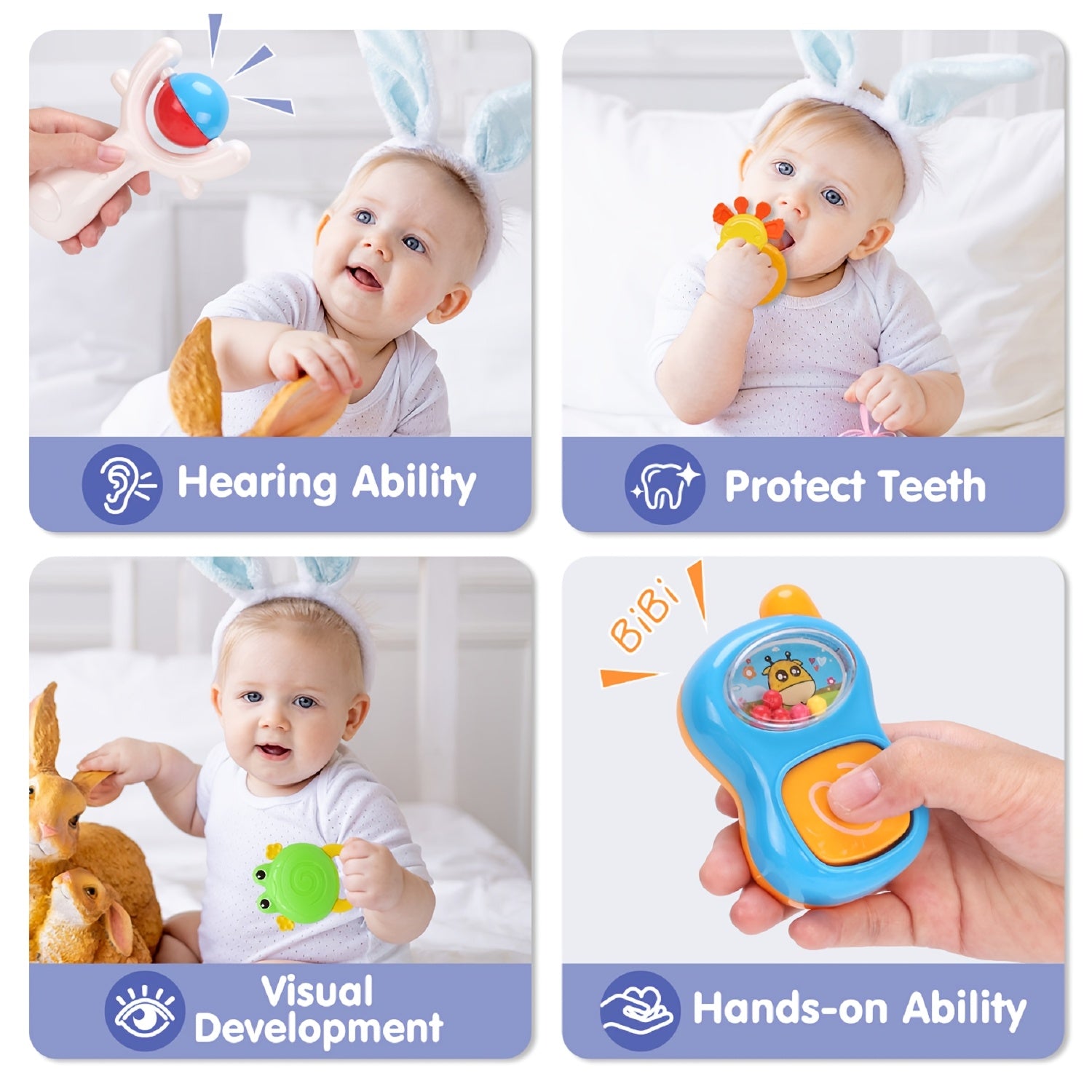 Baby Rattle Toy Set with Sound - Musical Toys for Babies Toddlers, Sensory Sound Rattle Gift Set for Boys Girls, Preschool Learning Toy, Birthday Easter Christmas Gift for Infants Kids