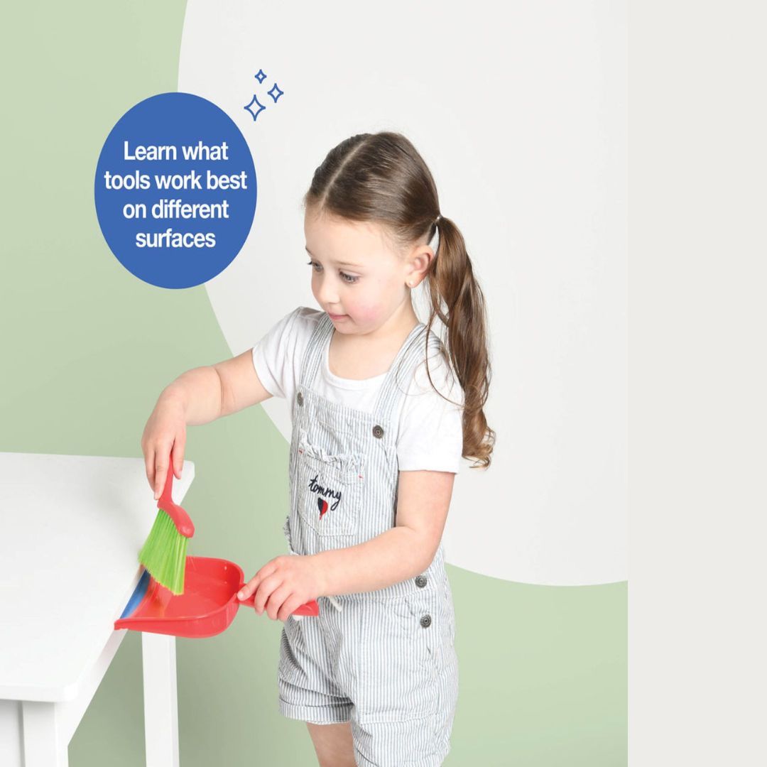 Kids Cleaning Set 4 Piece Toy Broom Mop Brush Dustpan Pretend Play Housekeeping Kit Toddler Girls Boys Birthday Christmas Gift Life Skills Toy