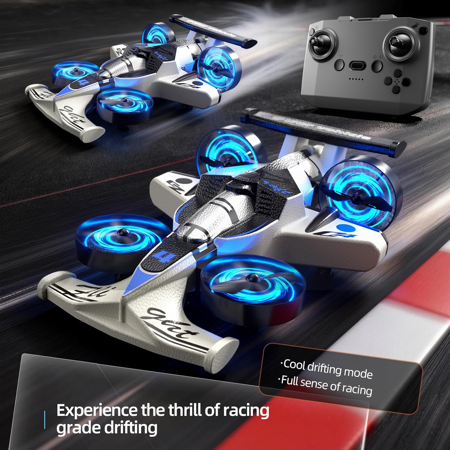 2-in-1 RC Flying Car Drone Combo Remote Control Car and Quadcopter One-Key Takeoff Stable Hover Racing Mode 360 Flips Birthday Gift Ages 14 and Up